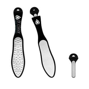 משייף כף רגל נירוסטה דו צדדי 3 ב 1 להסרת קאלוס ויבלות. לפדיקור ביתי מושלם Dr.Clear