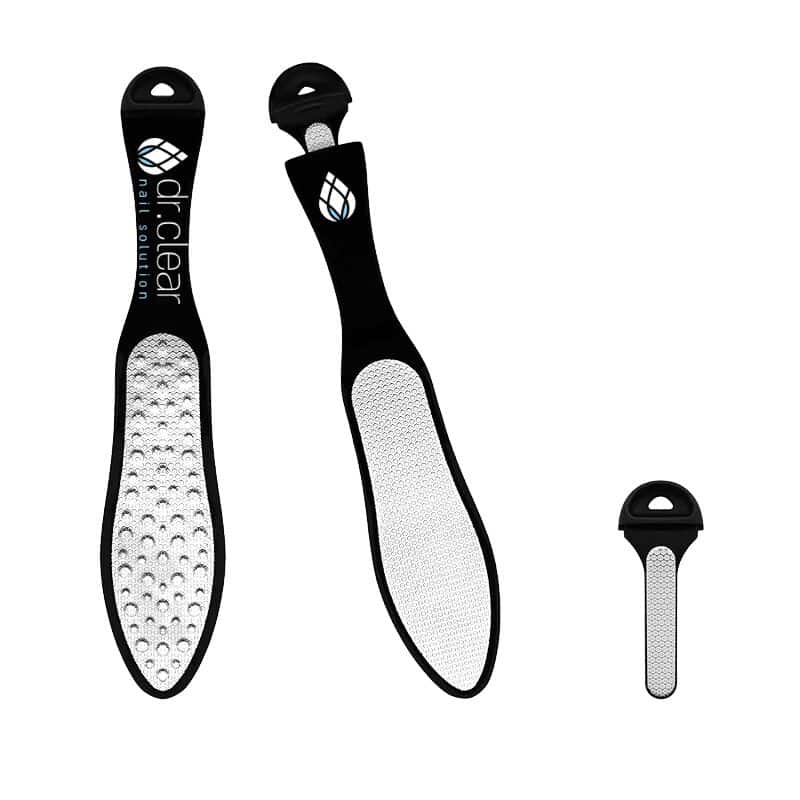 מששיף עם 2 צדדים מנירוסטה. צד אחד לשיוף גס וצד שני להחלקה בנוסף משייף שלישי לשיוף יבלות ושיוף בין האצבעות